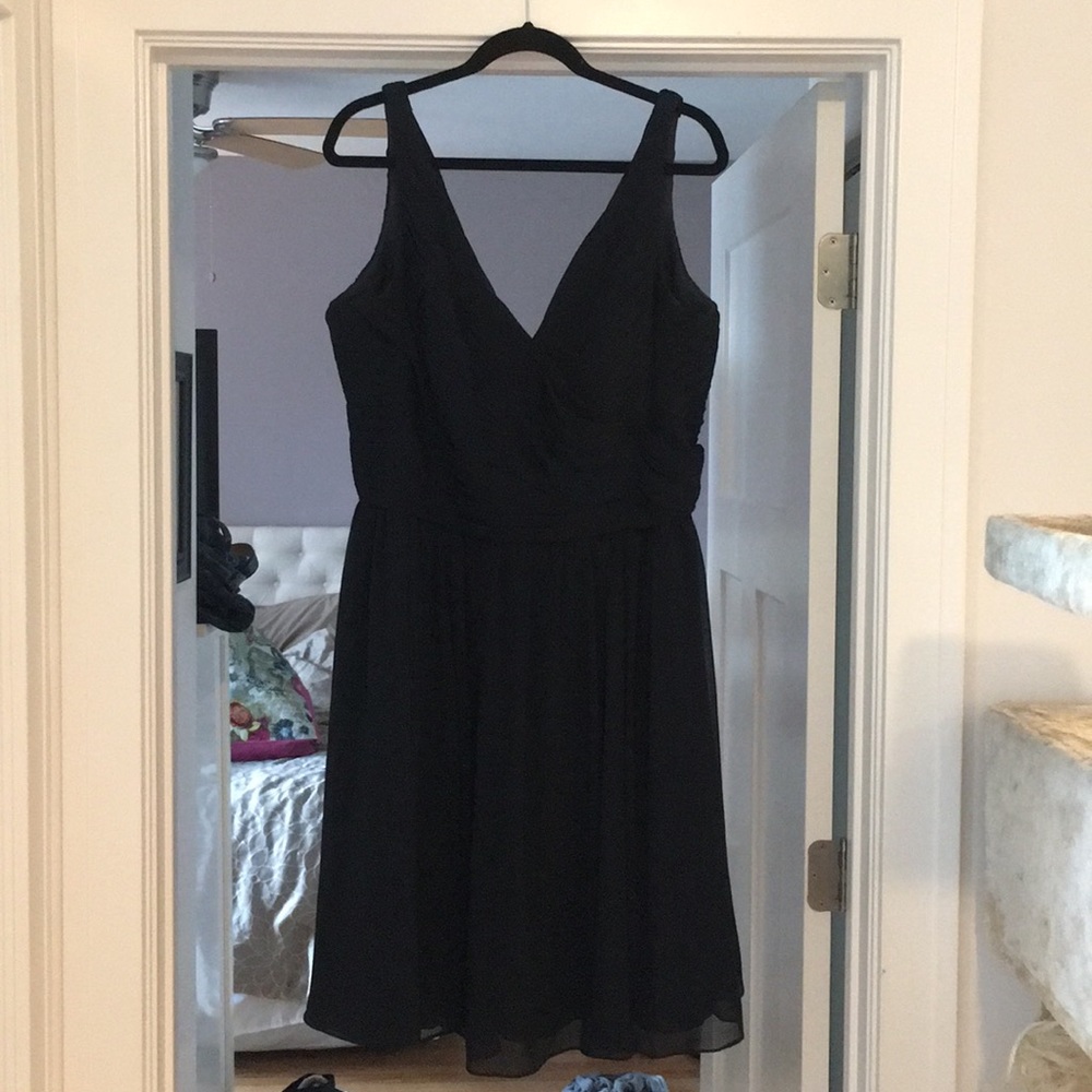 Dark Navy Blue Chiffon Bridesmaid Dress